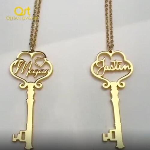 Key Name Choker Necklaces & Pendants Statement Gold Necklace for Women And Men High Quality Stainless Steel Jewelry Gift Ketting