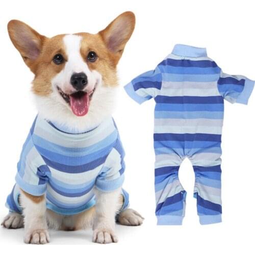 Dog Recovery Suit for Small Dogs Super Soft Flexible Striped Dog Pajamas Belly Recovered Pet Dog Clothes Jumpsuit for Recovery