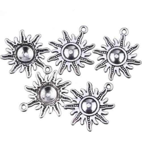 20pcs/lot Wholesale Fashion Sun Flower Shape Charms Ancient Zinc Alloy Pendant for Women Men DIY Jewelry Making AO0797