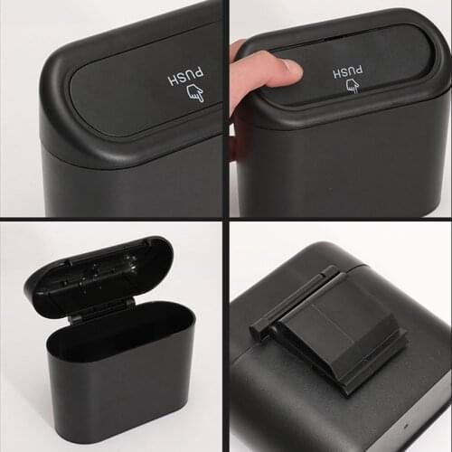 Car Trash Door Hanging Storage Bin Black 16 * 14.3 * 8.5cm ABS Car Interior Products Push Trash Can Door Hanging Storage Bin