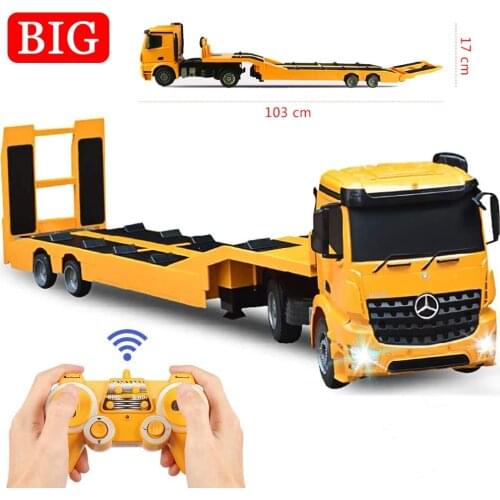 RC Tow Truck Detachable Flatbed Semi-Trailer Engineering Remote Control Trailer Truck Electronics Toy with Sound and Lights
