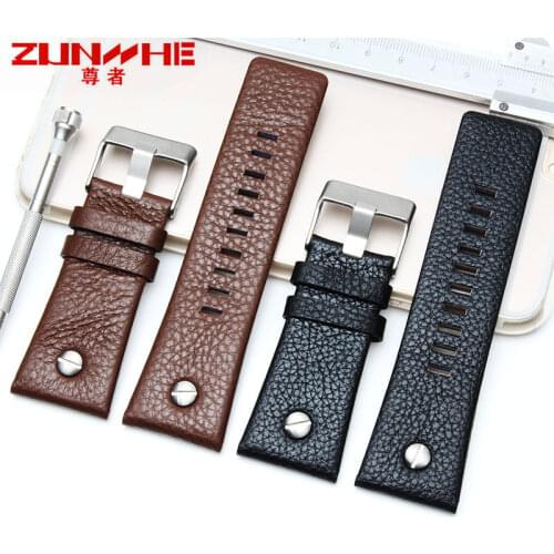 22 24 26 28mm Calf Leather Watchbands for Diesel Watch Strap for DZ7312 7314 Watch Band Wrist Straps Tang Buckle Bracelets Clock