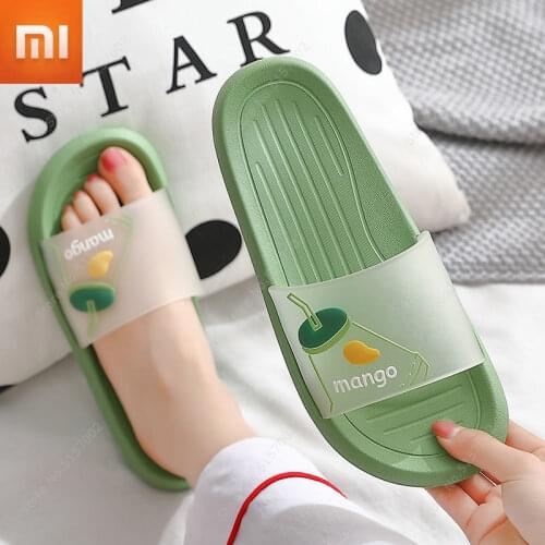 Xiaomi Couple Bathroom Slippers Summer Translucent Non-slip Thick-soled Sandals Cartoon Pen Toe Flip Flops Beach Shoes Cute