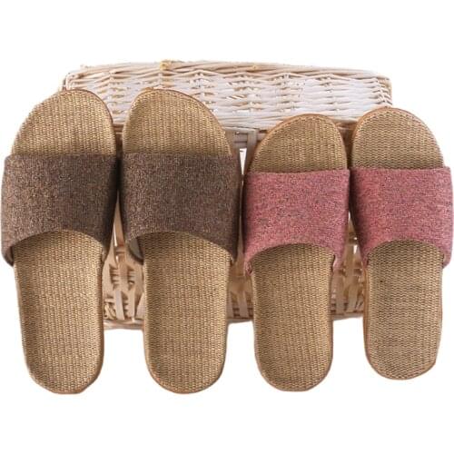 Suihyung Women Slippers Female Casual Flax Slides 13 Colors Linen Belt Ladies Sandals Flip Flops Lovers Summer Indoor Home Shoes