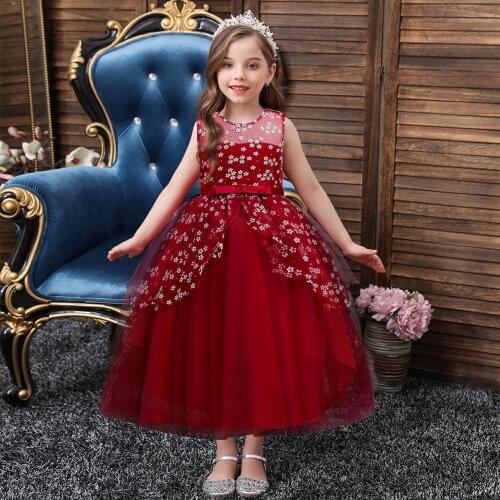 Girls Princess Wedding Dress Girls Bow Little Tailed Dress Kids Clothes Toddler Girl Fall Clothes 2021
