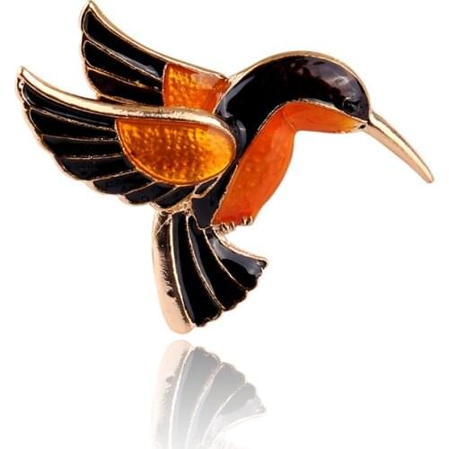 TODOX Bird Brooches Animal Creative Alloy Painting Oil Pins man Realistic trochilus hummingbird Sweater Decoration Fashion gifts