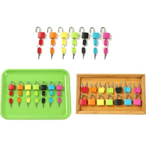 Teaching Aids Color Small Lock Learning Unlocking Game Early Childhood Education Montessori Key Lock Sensory Toy