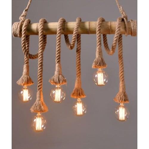 Vintage Pendant Lights Industrial Hemp Rope Hanglamp For Living Room Bedroom Dining Room Restaurant Bar Decor Hanging Luminaire