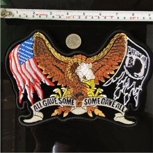 PGY High quality 23x15CM USA eagle and flag little one Embroidery Patches for Jacket Back Vest Motorcycle Club Biker Appliques
