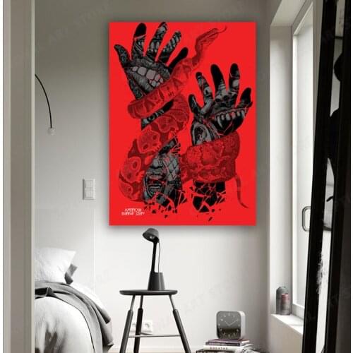 1 Pieces Black And Red Snake On Hands Wall Pictures For Living Room Modern Home Decor Posters HD Canvas Oil Paintings