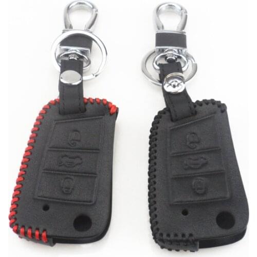 100% Leather Car Key Case For SEAT Leon Ibiza CUPTRA For Skoda Octavia Key Cover Holder For VW Polo 2016 golf 7 MK7