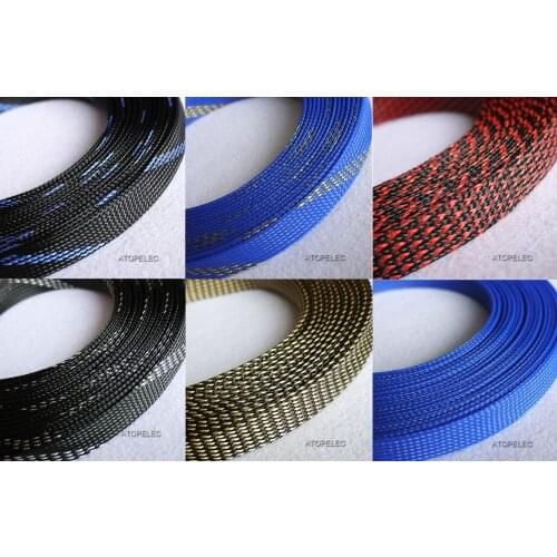 20MM Wide Braided PET Expandable Sleeving Cable Wire Sheath Selectable Color