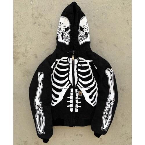 2021 biggorange plus size hoodie street hip-hop skull long-sleeved cotton ladies hooded sweater new flower hooded sweater goth