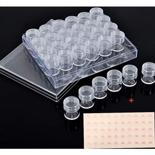 30Girds embroidery diamond plastic bead storage box set diamond painting storage box with lid DIY diamond glitter bead jewelry