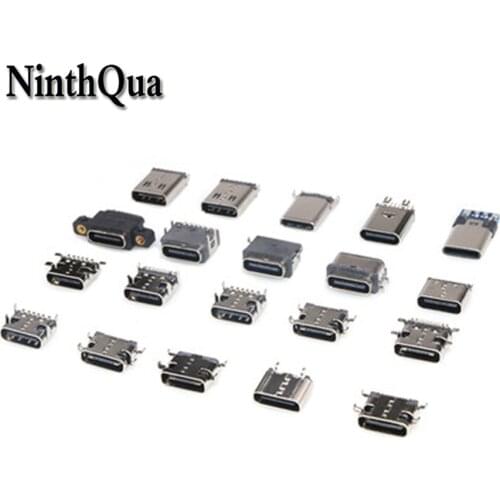4pcs Type-C Female jack 6P 9P 14P 16P USBC Charging Connector SMD DIY Computer Phone Plug DIY Repairs Parts Welding Type