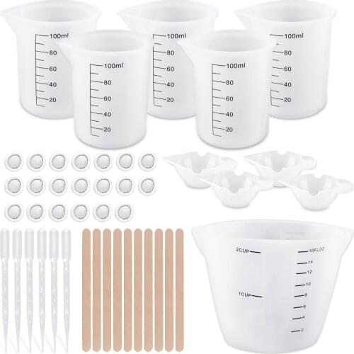46pcs DIY Making Tools Set For Crystal UV Epoxy Resin Silicone Mold Measure Cup Dropper Stirring Stick Finger cot Jewelry Making