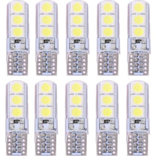 10Pcs LED Car Light T10 SMD 5050 Waterproof White Wedge Light Automobiles Small Light Bulbs Light-emitting Diode Trunk Lamp