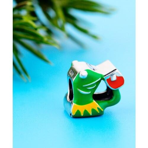 2021 Spring Collection Fit Original Pandora Bracelet 925 Sterling Silver Cartoon Green Enamel Beads Charms for Jewelry Making