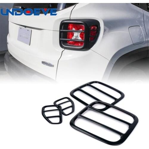 Renegade tail light cover, Black Anti-oxidation Metal Taillight Rear Lamp Protector Guard Cover for Jeep Renegade 2015 2016 2017