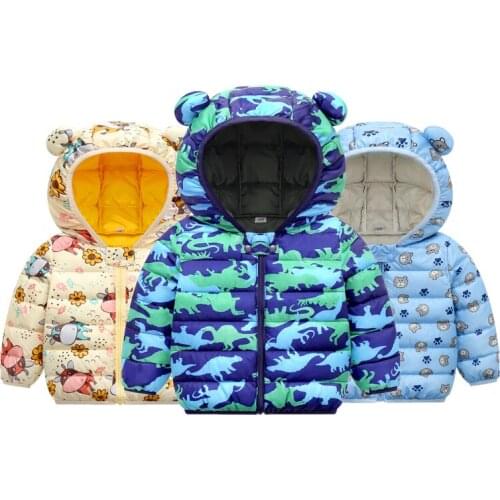 Boys And Girls Childrens Winter Coat Clothes Cartoon Pattern Toddler Clothing Warm Fashion 1-5 Years Old