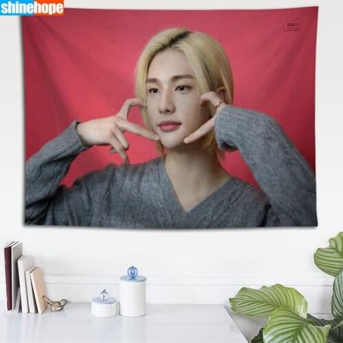 Custom Hyunjin Tapestry Eco-Friendly HD Print Background Cloth Bedroom Wall Hanging Tapestries Decor Washable Not Fade
