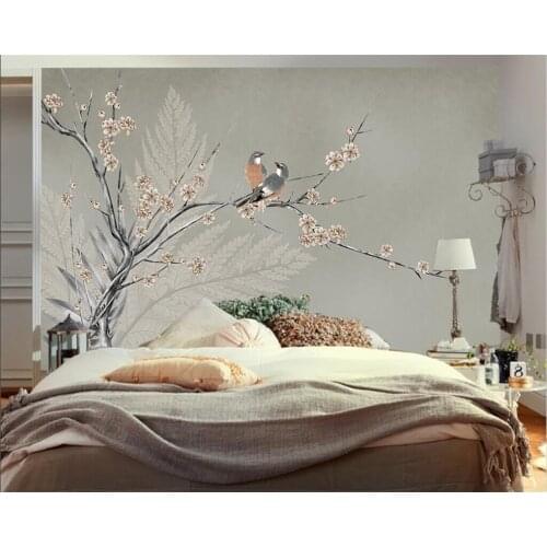 Customized Wallpaper 3D Chinese Classical Elegant Plum Blossom Art Mural Living Room Sofa Background Wall Mural papel de parede