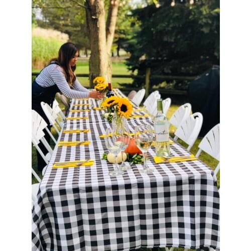Buffalo Plaid Tablecloth Rectangular White/Red Checkered Polyester Table Cloth For Wedding Banquet Event Home Decoration