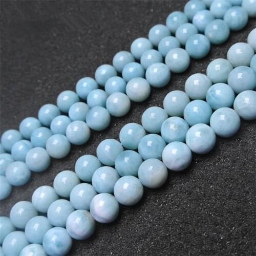 Loose beads blue Larimar round 6/8/10mm 14" for DIY jewelry making FPPJ wholesale beads nature gem stone