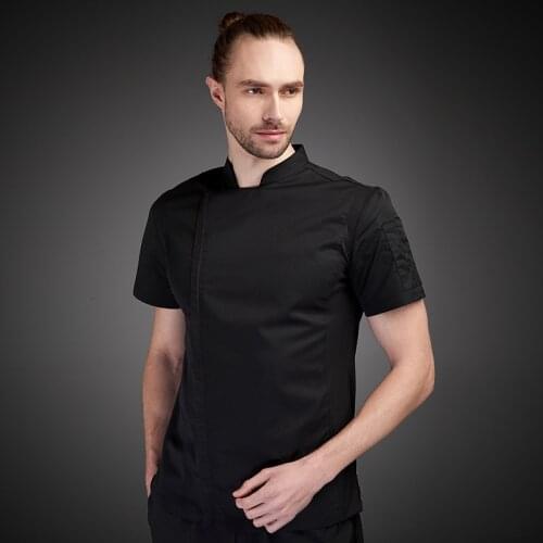 Summer chef costume cook jacket male chefs black shirt Restaurant Uniform Barber Shop Workwear Overalls