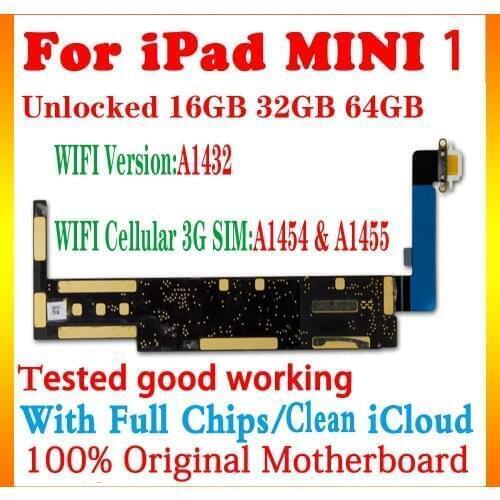 A1432 WIFI & A1454 A1455 3G Version Motherboard For Ipad mini 1 Unlocked logic boards For Ipad mini 1 replacement with chips