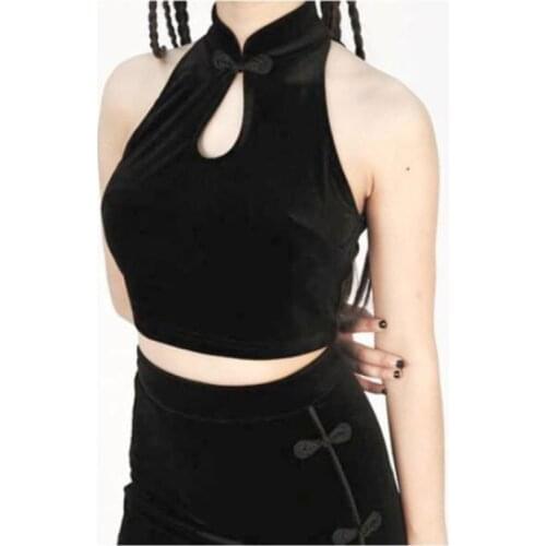 2019 New Arrival Summer Fashion Casual Women Chinese Style Gothic Sexy Club Punk Heart Hollow Out Sleeveless Tank Vest