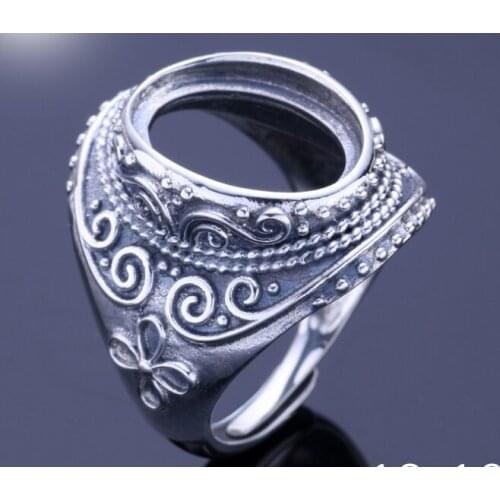 12*16mm 925 STERLING SILVER men women Semi Mount Bases Blanks base blank Pad VINTAGE ring ring Setting jewelry gift diy A1323
