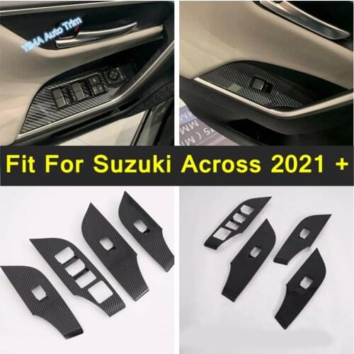 Armrest Window Glass Rise Lift Down Button Panel Decor Frame Carbon Fiber Interior Accessories Fit For Suzuki Across 2021