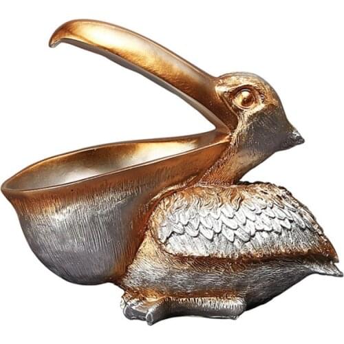 Resin Pelican Statue Key Candy Container Home Decoration Accessories Storage Table Decoration Gift Home Art Statue Desk Decor