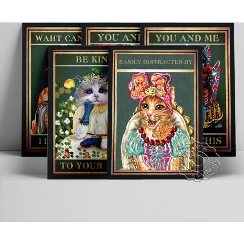 Funny Renaissance Animal Portrait Retro Poster, Whimsical Cat Lovers Art Print Home Decor, Quirky Housewarming Gift Wall Picture
