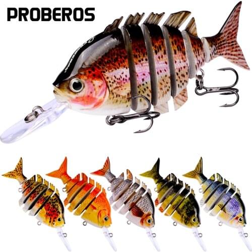PROBEROS 8pcs Fishing Lure 6 Sections 10cm-13.67g SwimBait 8# Hook Fishing Tackle 6 color Fishing Bait