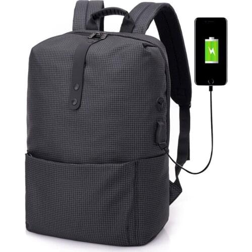 CAI Plaid Pattern Backpack Laptop USB Houndstooth Office Collage Bag Anti-Theft Back Pack Bags Travel Male Casual Business Women