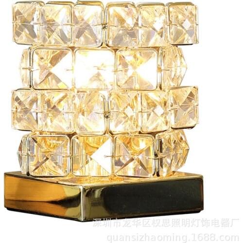 Modern Art Crystal Decorative Square Table Lamp Creative Personality Bedroom Living Room Dining Room Kitchen Desk Light
