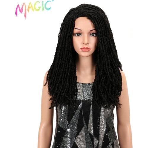 MAGIC Hair 22"Inch Synthetic Wigs For Black Women Crochet Braids Twist Jumbo Dread Faux Locs Hairstyle Long Afro Brown Hair