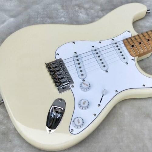 High quality FDST-1021 cream white color solid body with white pickguard maple fretboard electric guitar, Free shipping