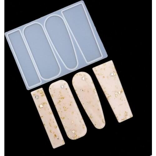 Handmade Acrylic Resin Hair Barrettes Resin Mold Geometric Shape Alligator Hair Clips UV Epoxy Resin Mold Jewelry Tools
