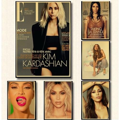 Women Bedroom Wall Decor Famous American Actor Kim Kardashian Retro Posters Prints Japan Anime Wall Art Canvas Painting Nordic