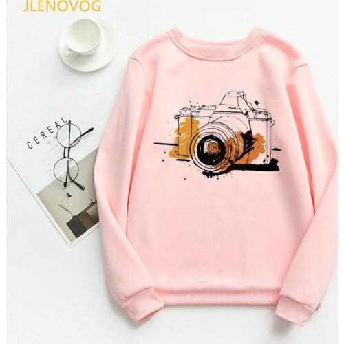 Vintage camera print sweatshirt women harajuku winter clothes sudadera mujer harajuku hoodies women clothes 2020 wholesale
