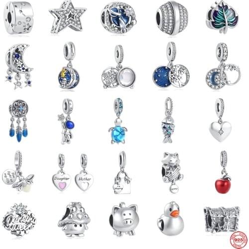 Summer New 925 Sterling Silver Princess Apple Pig Duck Diy Beads Fit Original Pandora Charms Bracelet Jewelry Women Acessories