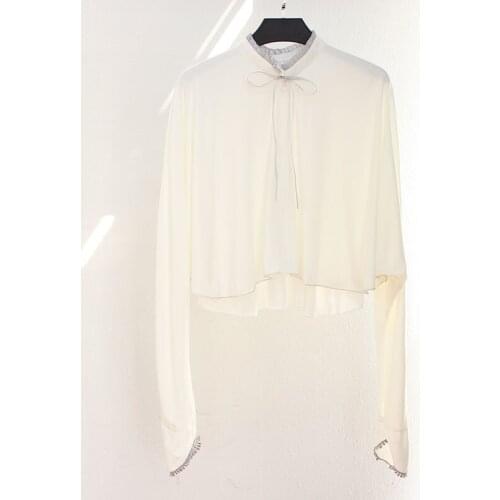 White Lace Up Cape Femme Ponchos And Capes With Lace Stand-up Collar Poncho Women Designer Original Running Anti-UV Shawl New