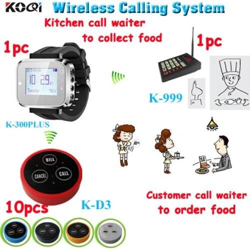 1 keyboard 1 watch wrist 10 button restaurant ordering system Kitchen call waiter