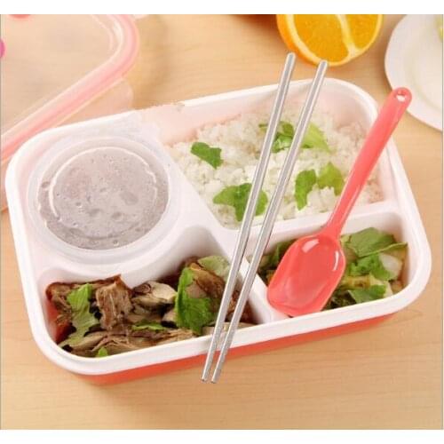 1PC PP Plastic Lunch Box 2 or 3 Lattice Japanese Bento Box Sealed Microwave Multi Lovely Sushi Box Tableware Random Color NP 004