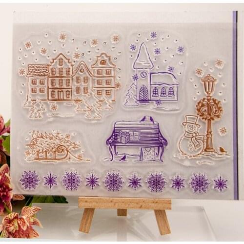 1pc Winter House Transparent Clear Silicone Stamp Seal Cutting DIY Scrapbook Rubber Coloring Embossing Diary Decoration Reusable