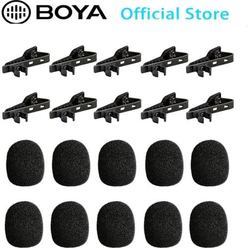 10 pcs Mic Clip and Foam Windscreen of Lavalier microphone Compatible with BY-M1/WM8 PRO and More