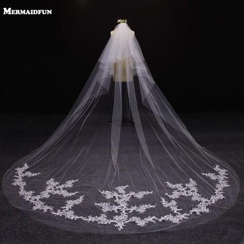 2018 Elegant 3 Meters 2 Layers Wedding Veil 2 T 3 M Bridal Veil Voile Mariage